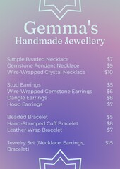 Promote artisan creations, a jewelry price list