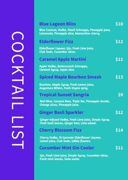 Celebrate with drinks, vibrant cocktail menu