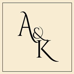 Elegant monogram design, A&K intertwined