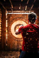 Grit and Precision: An Artistic Snapshot at the Tip of an Ax Throwing Showdown