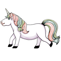 Galloping unicorn, rainbow mane
