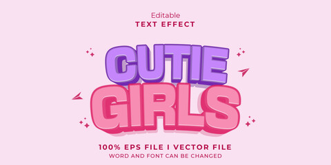 editable cutie girls text effect.typhography logo