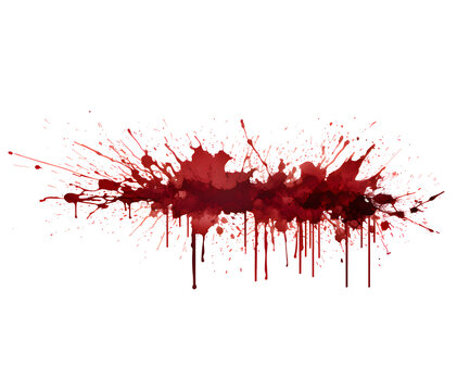 Blood drops. Red splattered stains, splash, drip liquid spots vector illustration. Murder crime scene textures on white transparent background. Horror bloody scary collection of bloodstains.