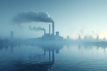 Obraz na płótnie Canvas Oil and gas industrial area, factory chimney smoke environmental pollution concept background