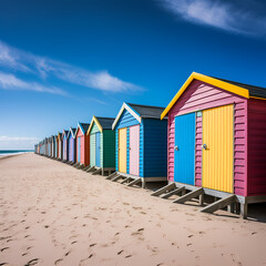 A row of colorful beach huts