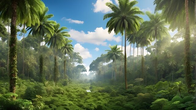 Technology for the environment and dense tropical forests. broad perspective image for ads or banners