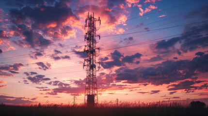internet signal booster on telecommunication tower, telecommunication technology - obrazy, fototapety, plakaty