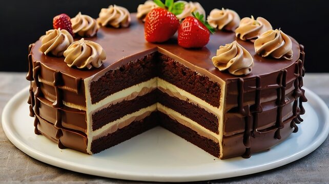 Chocolate Cake For Birthdays,Celebrations and for festivals ai generative