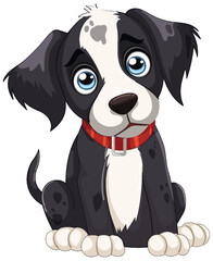 Cute cartoon dog sitting with a playful look.