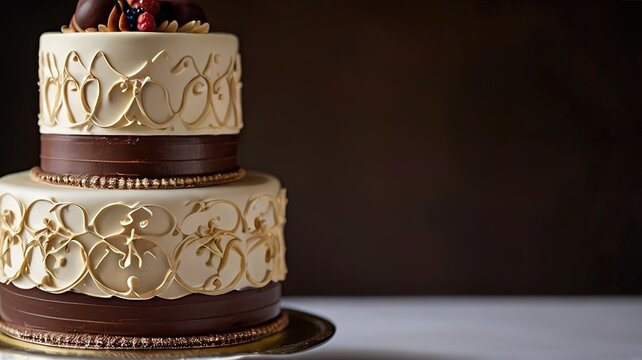 White Festive Cake With Flowers Ai Generative 
