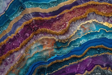 Close-up of a geode pattern with rich layers of blue and purple minerals, ideal for natural textures.

 - obrazy, fototapety, plakaty