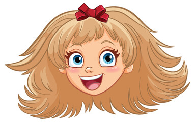 Vector illustration of a happy young girl smiling