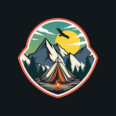 Mountain Adventure Logo. Outdoor Camping Vintage Logo design Vector