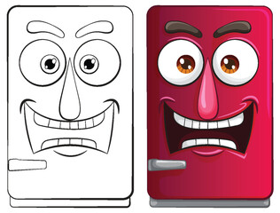 Vector illustration of two cartoon refrigerator emotions.