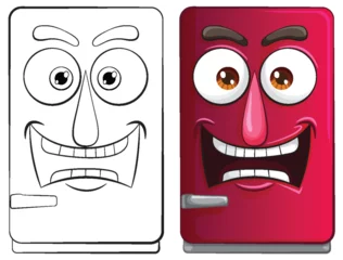Photo sur Plexiglas Enfants Vector illustration of two cartoon refrigerator emotions.