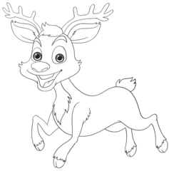 Photo sur Plexiglas Enfants A playful reindeer cartoon character in black and white.