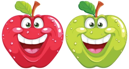 Photo sur Plexiglas Enfants Two colorful, cheerful apples with big smiles