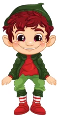 Photo sur Plexiglas Enfants Cartoon illustration of a smiling elf child.