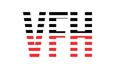 VFH three initial letter iconic line negative space minimal logo design vector template. monogram, abstract, wordmark, business, typography, minimalist, brand, company, flat, modern, unique, simple