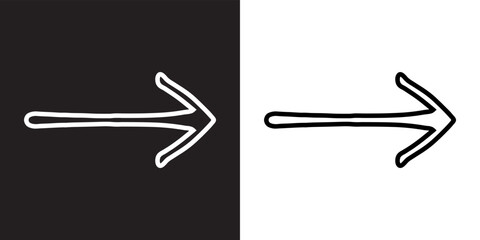 Right arrow icon vector. Next icon sign symbol in trendy flat style. Move forward vector icon illustration isolated on black and white background