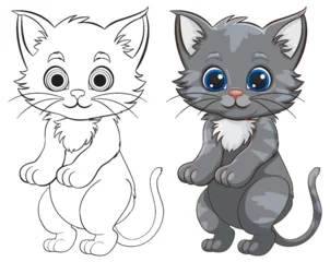 Photo sur Plexiglas Enfants Vector illustration of a colored and outlined kitten.
