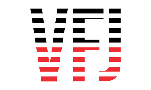 VFJ three initial letter iconic line negative space minimal logo design vector template. monogram, abstract, wordmark, business, typography, minimalist, brand, company, flat, modern, unique, simple