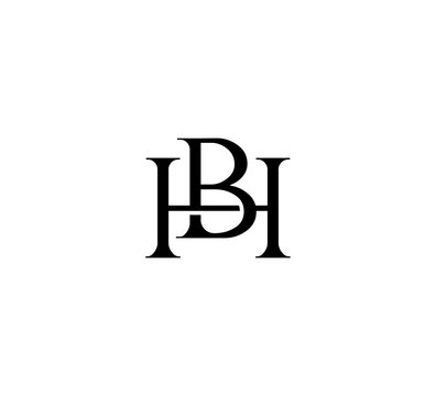 Initial Letter Logo. Logotype design. Simple Luxury Black Flat Vector HB BH