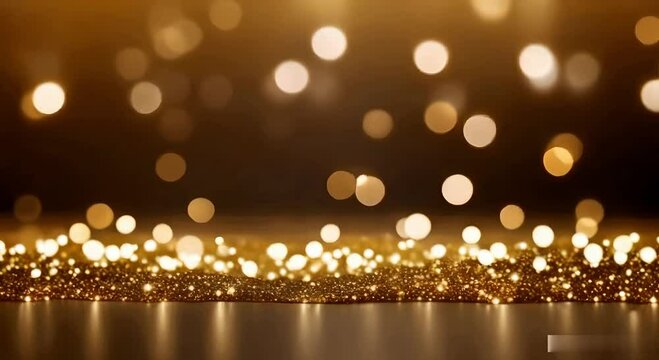 gold and silver colored glowing glow bokeh out of focus blurred particles and lights and waves, generative ai