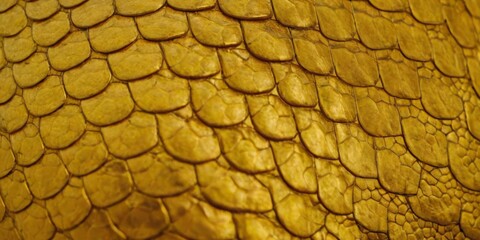 Naklejka premium Background of the golden skin of alligator. Dragon scale