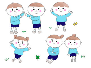 外　遊ぶ　子どもたち　かわいい