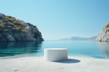 Solitude Summer Blank Pedestal Secluded Cove Peace a pedestal in a secluded summer cove minimalist with the peaceful solitude of a hidden beach