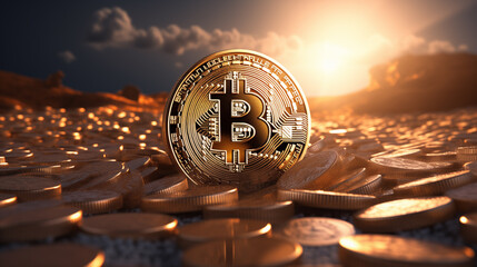 Golden Bitcoin Sunrise