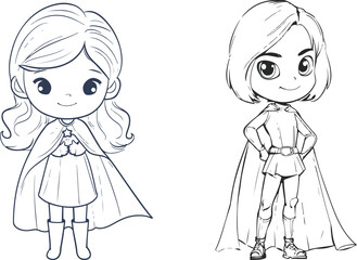 Empowering Young Minds, Playful Superheroine Coloring Pages for Creative Kids