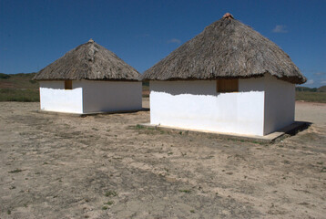 Las tipicas casas de los habitantes de la Gran Sabana.,chozas,techo de palma,paredes de barro.