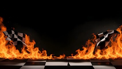 frame with fire and smoke graphic isolated on black background