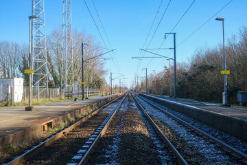 Railway track in france, diminishing perspective