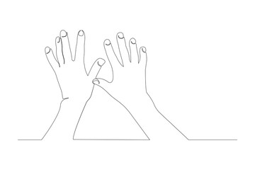 Hands continuous line art vector. One line hands drawing icon. Vector illustration