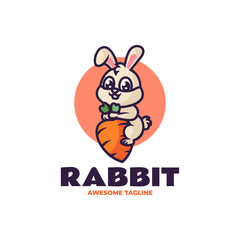 Vector Logo Illustration Rabbit Mascot Cartoon Style.