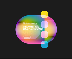Round triangle and round square composition geometric background