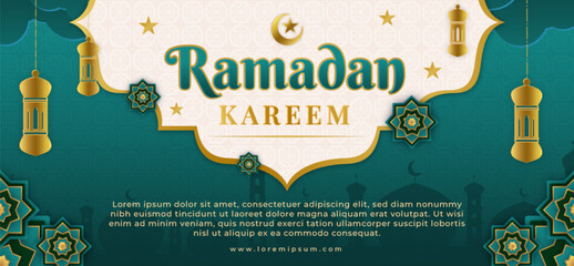 Arabic Ramadan kareem realistic banner design template