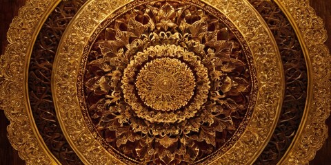 Fancy mandala style golden texture background
