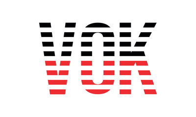 VOK three initial letter iconic line negative space minimal logo design vector template. monogram, abstract, wordmark, business, typography, minimalist, brand, company, flat, modern, unique, simple