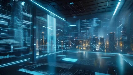 A holographic trading floor illustrating the efficient and streamlined processes enabled by digital et management technology.