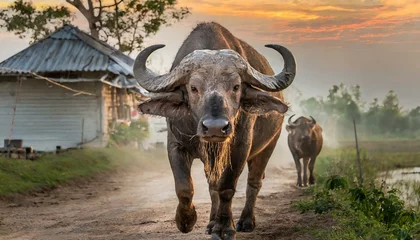 Crédence de cuisine en verre imprimé Buffle buffalo in the wild