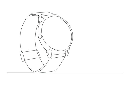 recommend clip art: Continuous single line sketch drawing of digital and analog wrist watch. One line art of watches time clock vector illustration