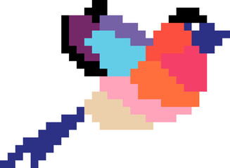 Bird cartoon icon in pixel style