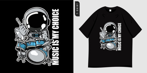 Astronaut graphic t-shirt design ready to print. Street wear with space symbols, astronaut, spaceman. Ready to print for clothing, tees and posters. Suitable for teenagers. Vector illustration.