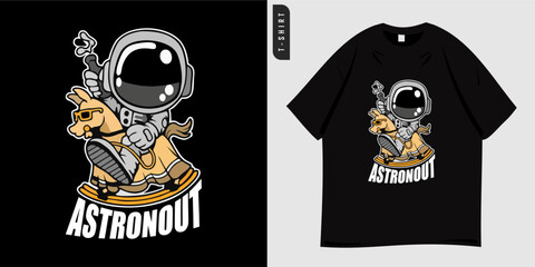 Astronaut graphic t-shirt design ready to print. Street wear with space symbols, astronaut, spaceman. Ready to print for clothing, tees and posters. Suitable for teenagers. Vector illustration.