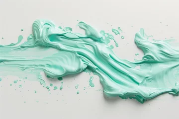 Crédence de cuisine en verre imprimé Cristaux green color Acrylic Paint Strokes on a Canvas Creating Artistic Texture