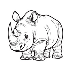 Line art of rhinoceros cartoon vector
